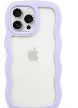 Back Cover Compatible with iPhone 14 Pro Max, Cute Curly Wave Frame Clear Case for Girls Women, Transparent Soft Silicone TPU Bumper Shockproof Protective Cover for iPhone 14 Pro Max