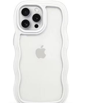 Back Cover Compatible with iPhone 14 Pro Max, Cute Curly Wave Frame Clear Case for Girls Women, Transparent Soft Silicone TPU Bumper Shockproof Protective Cover for iPhone 14 Pro Max