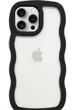 Back Cover Compatible with iPhone 14 Pro Max, Cute Curly Wave Frame Clear Case for Girls Women, Transparent Soft Silicone TPU Bumper Shockproof Protective Cover for iPhone 14 Pro Max
