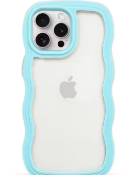 Back Cover Compatible with iPhone 14 Pro Max, Cute Curly Wave Frame Clear Case for Girls Women, Transparent Soft Silicone TPU Bumper Shockproof Protective Cover for iPhone 14 Pro Max
