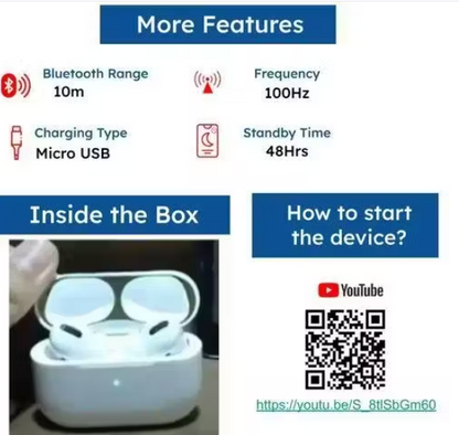 Airpods Pro - True Wireless Bluetooth Earphones with 5-Hour Endurance – Powerful Sound & Quick Setup (White)