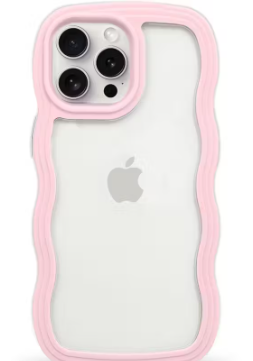 Back Cover Compatible with iPhone 14 Pro Max, Cute Curly Wave Frame Clear Case for Girls Women, Transparent Soft Silicone TPU Bumper Shockproof Protective Cover for iPhone 14 Pro Max